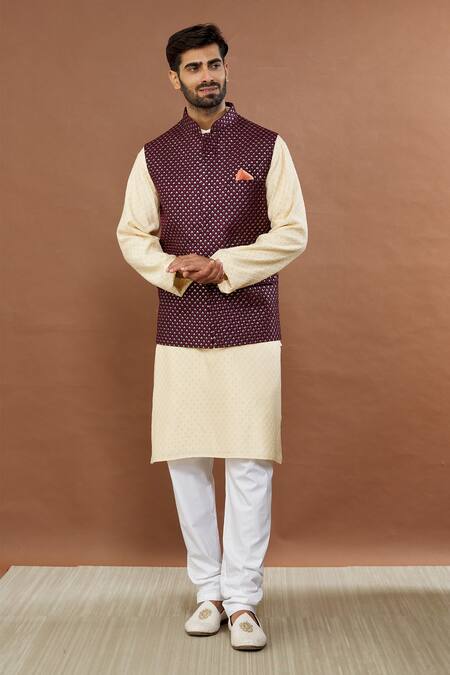 Maroon Wine Solid Formal Nehru Jacket | Amogue