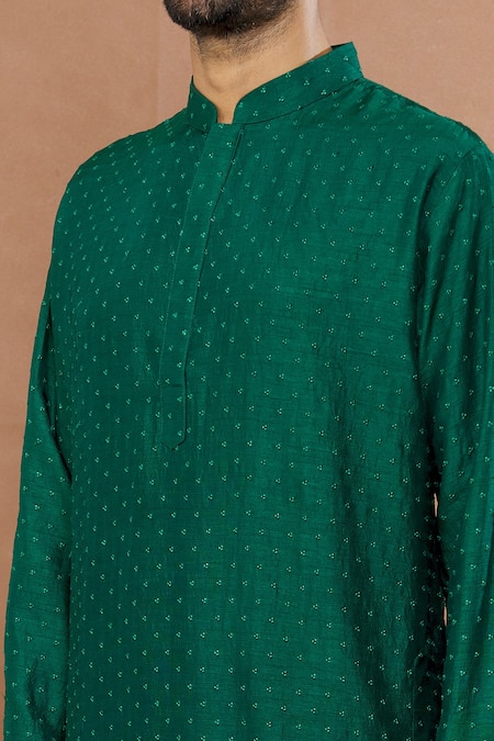 Shop Aham-Vayam Green Cotton Embroidery French Knot Kurta Patiala Set Online at Aza Fashions Shop_Aham-Vayam_Green Cotton Embroidery French Knot Kurta Patiala Set _Online_at_Aza_Fashions