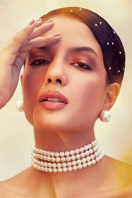 Anaash White Pearl Layered Choker