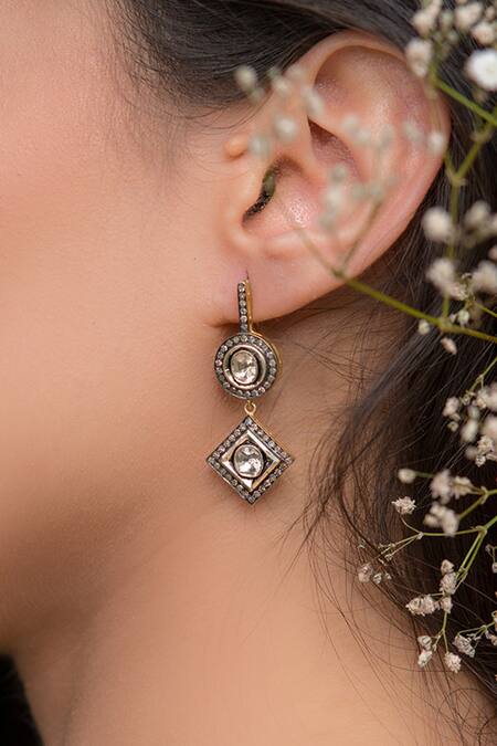 The Alchemy Studio Geometric Uncut Diamond Danglers 