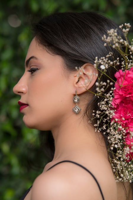 Shop_The Alchemy Studio_Black Diamonds Geometric Uncut Danglers _Online_at_Aza_Fashions