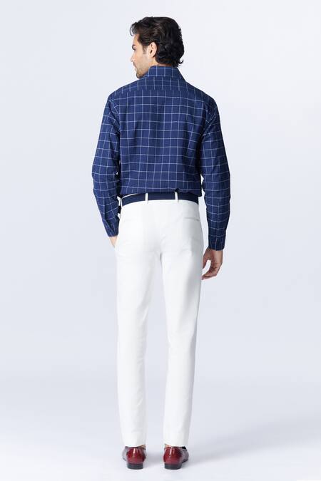 Shop_S&N By Shantnu Nikhil_Blue Checkered Pattern Shirt_at_Aza_Fashions