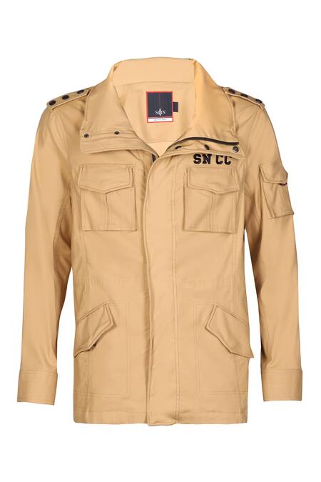 S&N By Shantnu Nikhil_Beige Poplin Patch Pocket Jacket_Online_at_Aza_Fashions