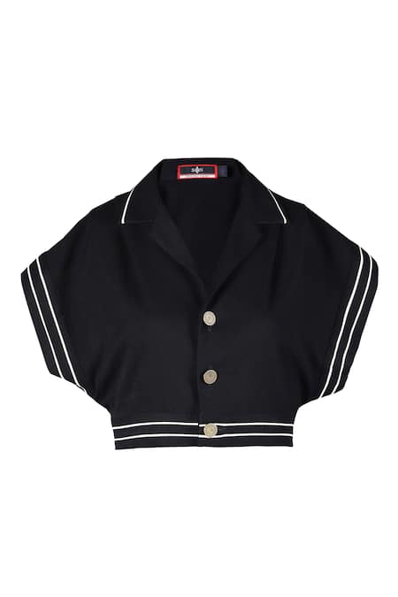 S&N By Shantnu Nikhil Blue Viscose, Lycra Cropped Shirt Jacket Online at Aza Fashions S&N By Shantnu Nikhil_Blue Viscose, Lycra Cropped Shirt Jacket_Online_at_Aza_Fashions