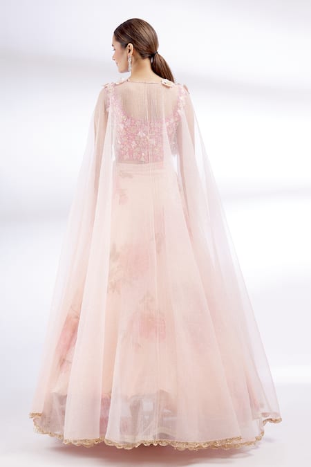 Divya Kanakia Printed Cape & Organza Lehenga Set 