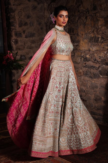 Buy Ivory Lehenga Set with Dupatta and Cancan by NAKUL SEN at Ogaan Online  Shopping Site