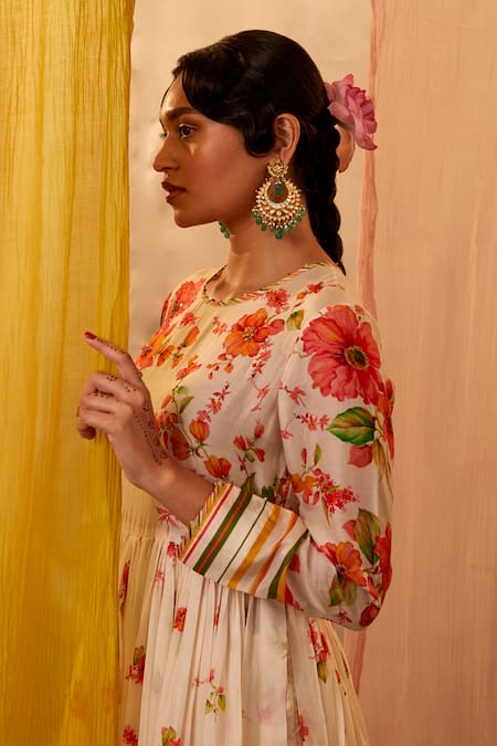 Shraddha Rambhia Ivory Modal, Silk, Chiffon Sequins, Beads, Floral Print Anarkali Palazzo Set Online at Aza Fashions Shraddha Rambhia_Ivory Modal, Silk, Chiffon Sequins, Beads, Floral Print Anarkali Palazzo Set_Online_at_Aza_Fashions