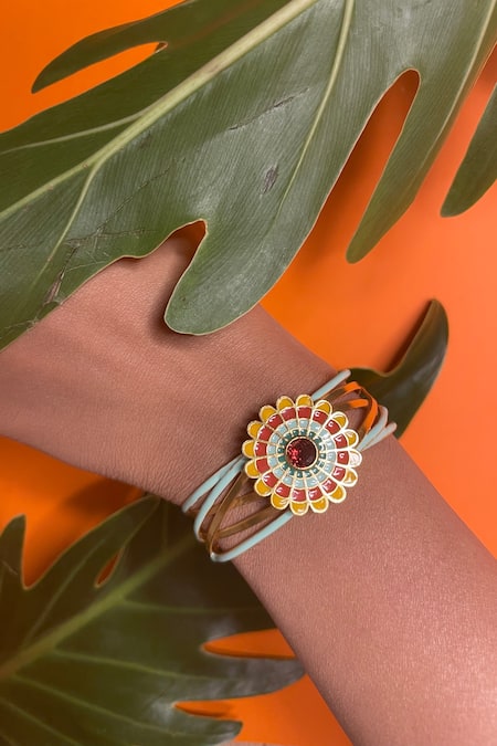 And Also Multi Color Criss Cross Sunflower Cuff