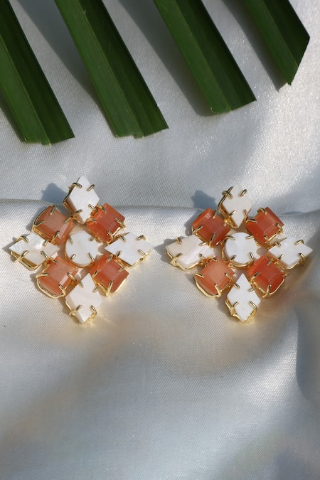 Arnimaa Geometric Stones Stud Earrings 