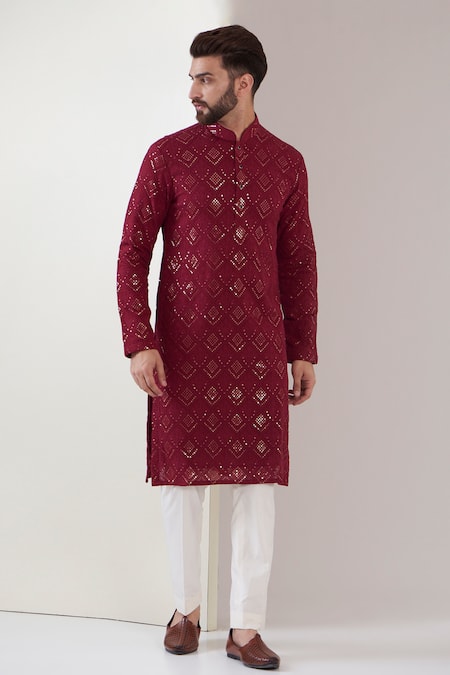 Kasbah Sequin & Chikankari Embroidered Kurta 