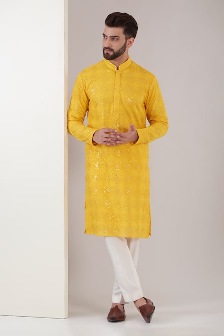 Kasbah Full Sleeve Chikankari Embroidered Kurta 