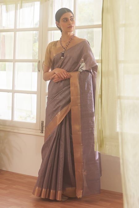 FIVE POINT FIVE Chanderi Cotton Woven Saree With Running Blouse 