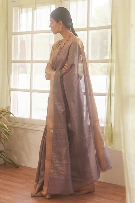 Five Point Five Chanderi Cotton Woven Saree With Running Blouse 