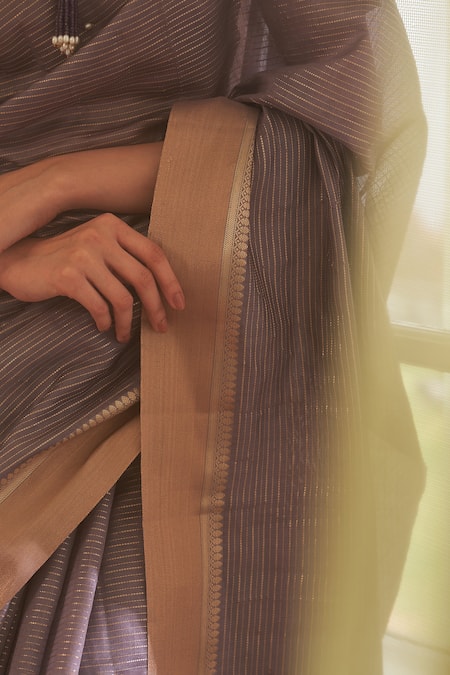 Shop Five Point Five Purple Chanderi Cotton Zari Woven Saree With Running Blouse Online at Aza Fashions Shop_Five Point Five_Purple Chanderi Cotton Zari Woven Saree With Running Blouse _Online_at_Aza_Fashions