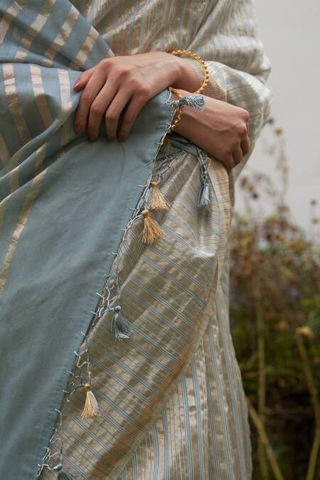 Shop Five Point Five Blue Chanderi Cotton Handwoven Saree With Running Blouse Online at Aza Fashions Shop_Five Point Five_Blue Chanderi Cotton Handwoven Saree With Running Blouse _Online_at_Aza_Fashions