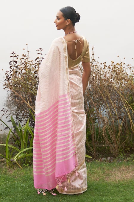 Five Point Five Chanderi Cotton Woven Saree With Running Blouse 