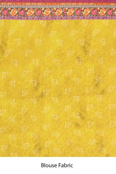 Samyukta Singhania_Orange Silk Embroidery, Zari Bandhani And Animal Print Saree With Running Blouse_Online_at_Aza_Fashions