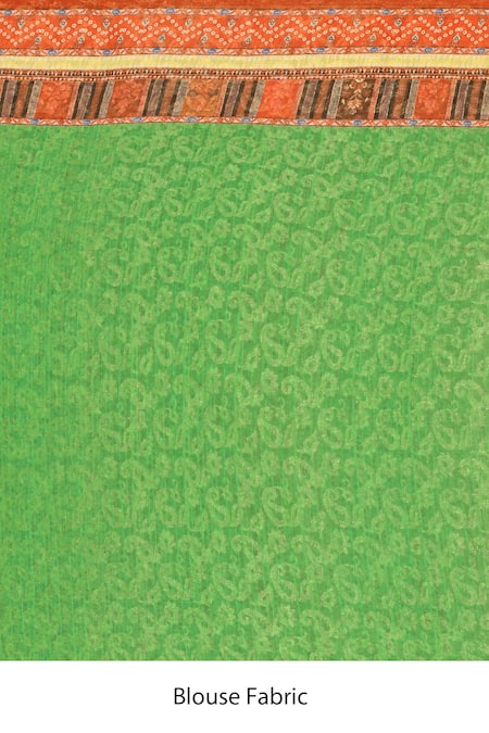 Samyukta Singhania_Orange Silk, Jacquard Floral And Geometric Print Saree With Running Blouse_Online_at_Aza_Fashions