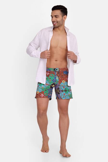 Buy_Rey & I_Multi Color Polyamide Byblos Floral Print Swim Shorts 