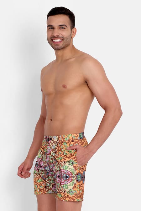 Buy Rey & I Multi Color Polyamide Tangier Flower Print Swim Shorts Online at Aza Fashions Buy_Rey & I_Multi Color Polyamide Tangier Flower Print Swim Shorts _Online_at_Aza_Fashions