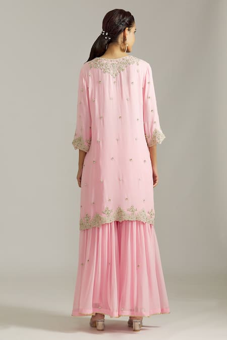 Priyaa Floral Embroidered Kurta Sharara Set 