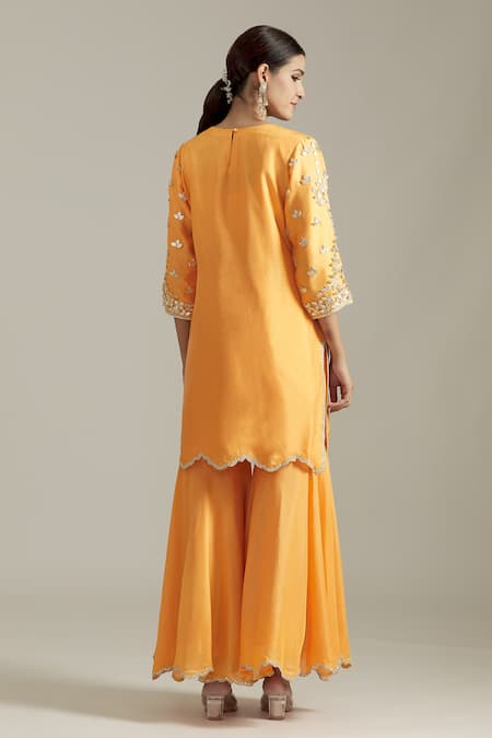 Priyaa Chanderi Gota Patti Embroidered Kurta Gharara Set 