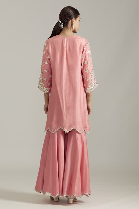 Priyaa Floral Gota Patti Embroidered Kurta Gharara Set 
