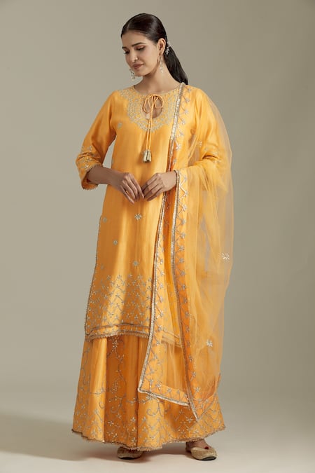 Priyaa Gota Patti Embroidered Kurta Sharara Set 