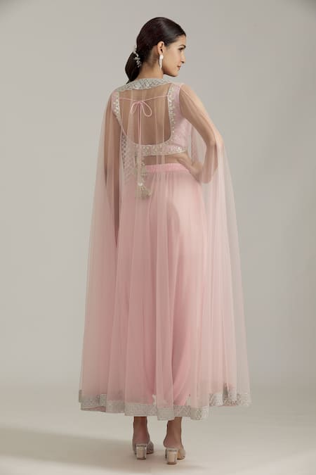 Priyaa Gota Patti Embroidered Blouse Cape Set 