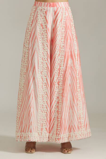 Priyaa_Pink Chanderi Silk, Organza Pearls, Embroidery Round Dori Kurta Sharara Set _at_Aza_Fashions