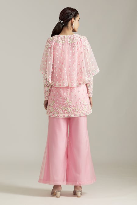 Priyaa Dori Embroidered Drape Tunic With Palazzo 