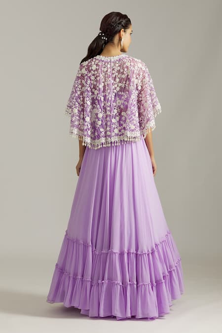 Priyaa Dori Embroidered Tasselled Cape Lehenga Set 