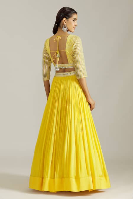 Priyaa Gota Patti Embroidered Yellow Lehenga Set 