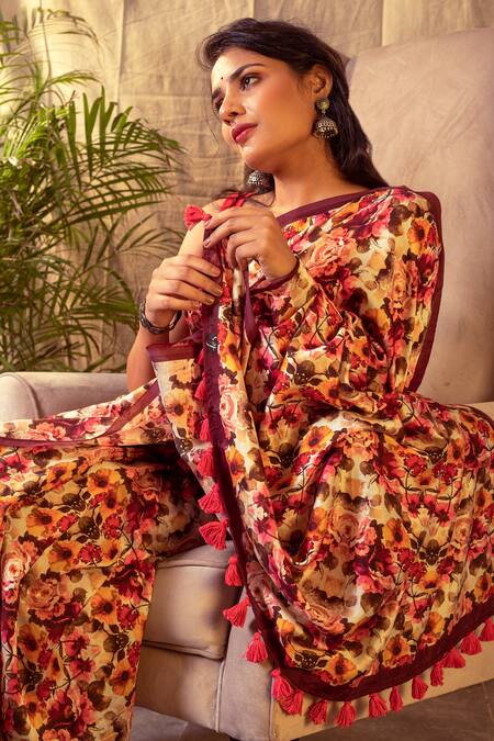 Multi Color Floral Print Saree