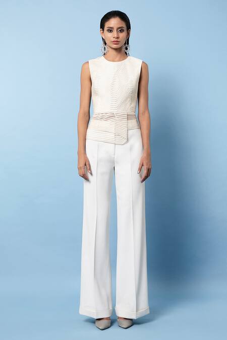 Buy Rohit Gandhi + Rahul Khanna Off White Chiffon Embellishments Tapes Round Asymmetric Peplum Top Online at Aza Fashions Buy_Rohit Gandhi + Rahul Khanna_Off White Chiffon Embellishments Tapes Round Asymmetric Peplum Top _Online_at_Aza_Fashions