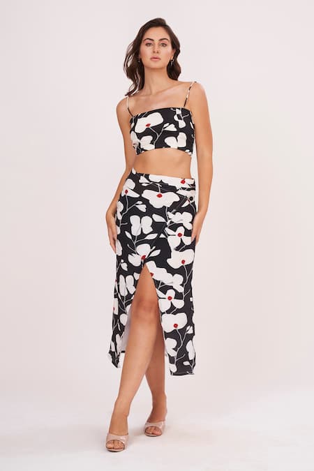 House of Varada Printed Sleeveless Top & Skirt Set 