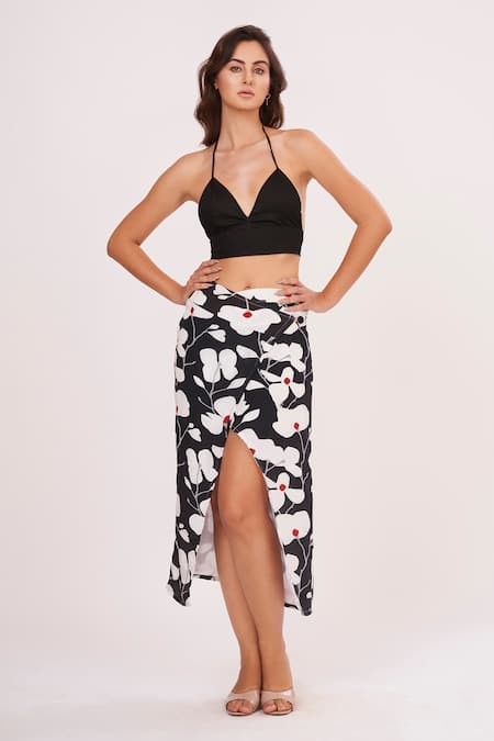 House of Varada Top & Abstract Print Skirt Set 