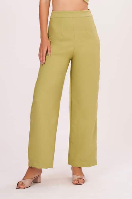 House Of Varada Green Crepe Halter Neck Solid Top And Pant Set Online at Aza Fashions House Of Varada_Green Crepe Halter Neck Solid Top And Pant Set _Online_at_Aza_Fashions