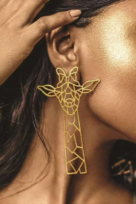 Zohra Giraffe Carved Earrings 