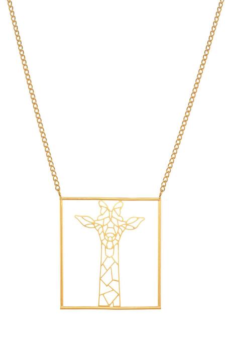 Zohra Gold Plated Giraffe Pendant Necklace  2