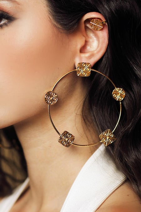 Zohra Gold Plated Geometric Hoops 