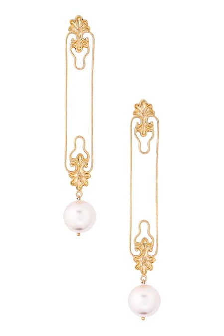 Shop Zohra Gold Plated Beads Floral Earrings at Aza Fashions Shop_Zohra_Gold Plated Beads Floral Earrings _at_Aza_Fashions