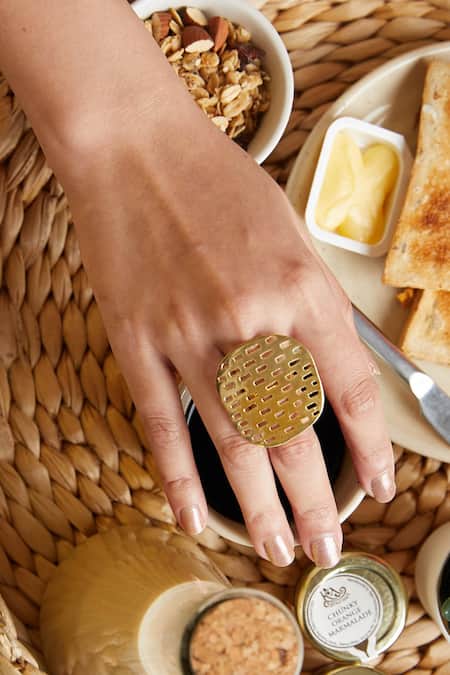 Zohra Gold Plated Handcrafted Cutwork Ring