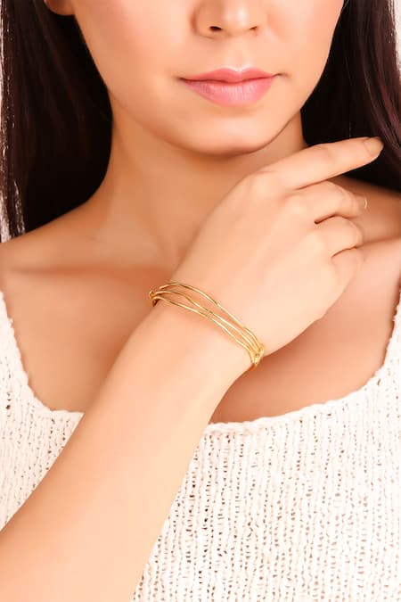 Zohra Gold Plated Wired Cuff Bracelet
