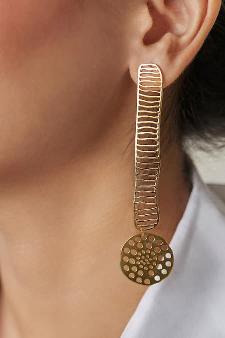 Zohra Geometric Cutwork Danglers 