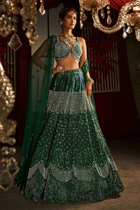 Annus Creation Pearl & Sequin Embroidered Lehenga Set 