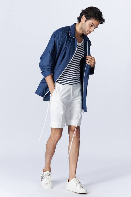 Buy S&N By Shantnu Nikhil Blue Polyester Embroidery Batsman Logo Windbreaker Jacket Online at Aza Fashions Buy_S&N By Shantnu Nikhil_Blue Polyester Embroidery Batsman Logo Windbreaker Jacket_Online_at_Aza_Fashions