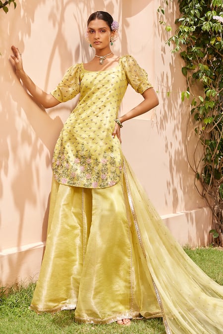 Anu Pellakuru Floral Embroidered Kurta Palazzo Set 