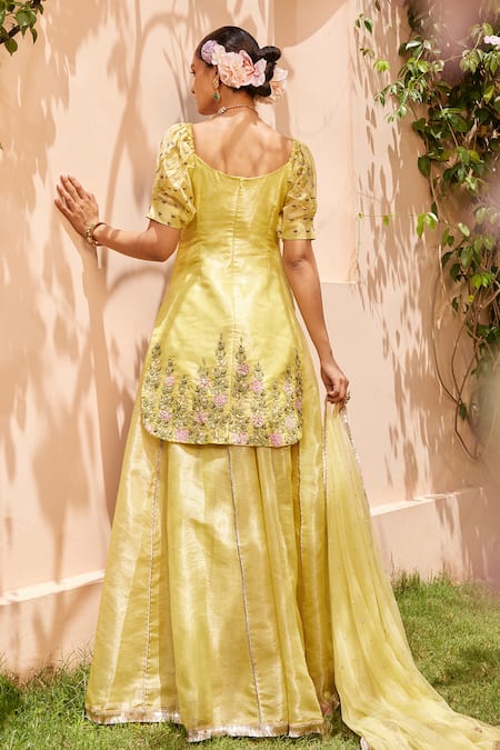 Anu Pellakuru Floral Embroidered Kota Kurta Set For Kids