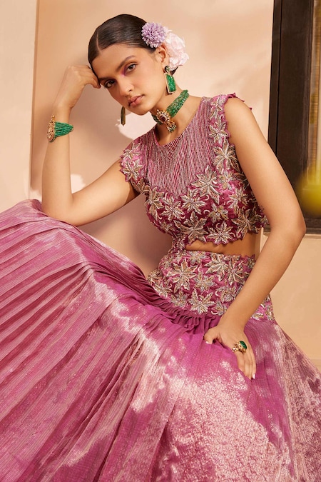 Wonderful Net Lehenga Choli In Wine & Onion Pink